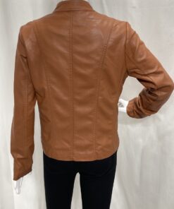 Faux Leather Tan Short Jacket Back