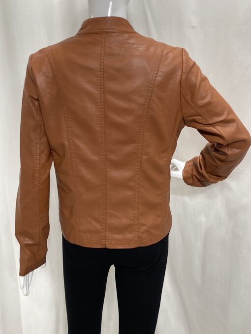Faux Leather Tan Short Jacket Back