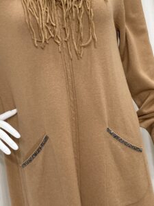 End Of Season Fashion - Knitted Camel Dress Scarf Glitter Pockets Close