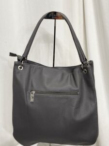 Ladies Fashion Accessories - Large Bag Plaited Strap Grey Back