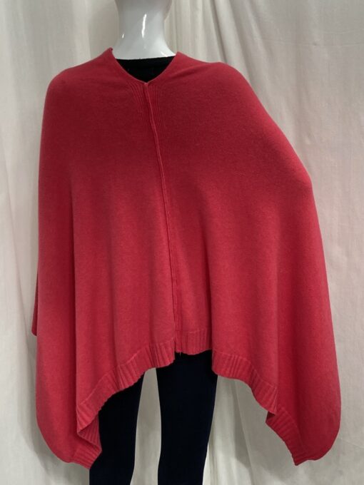 Ladies Fashion Ponchos - Poncho Back Raspberry