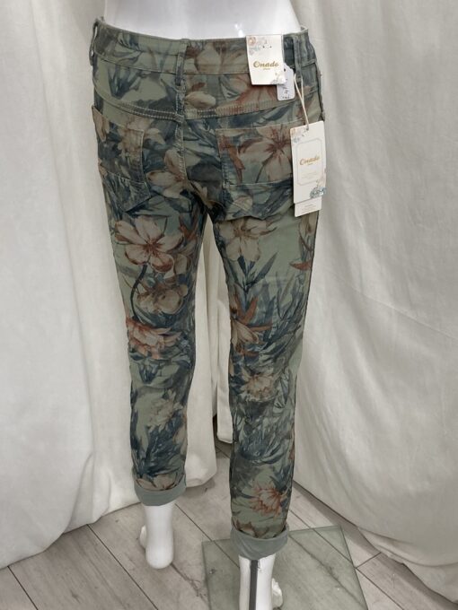 Rev Flower Jean Back Turnup Green