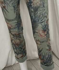 Rev Flower Jean Back Turnup Green Close
