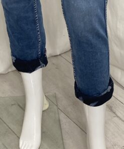 Rev Flower Jean Plain Denim Turnup Close