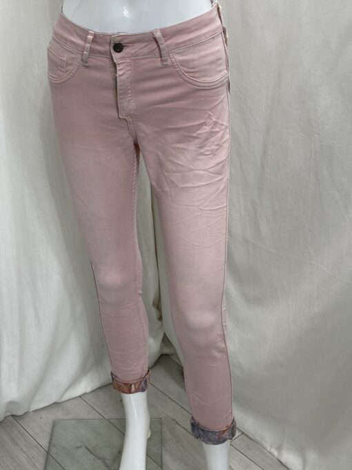 Rev Flower Jean Plain Pink Turnup