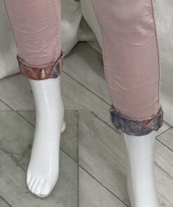 Rev Flower Jean Plain Pink Turnup Close