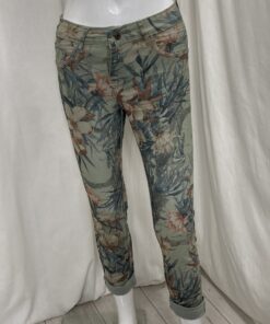 Rev Flower Jean Turnup Green