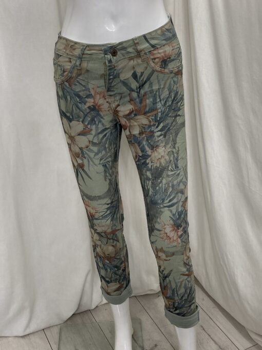 Rev Flower Jean Turnup Green