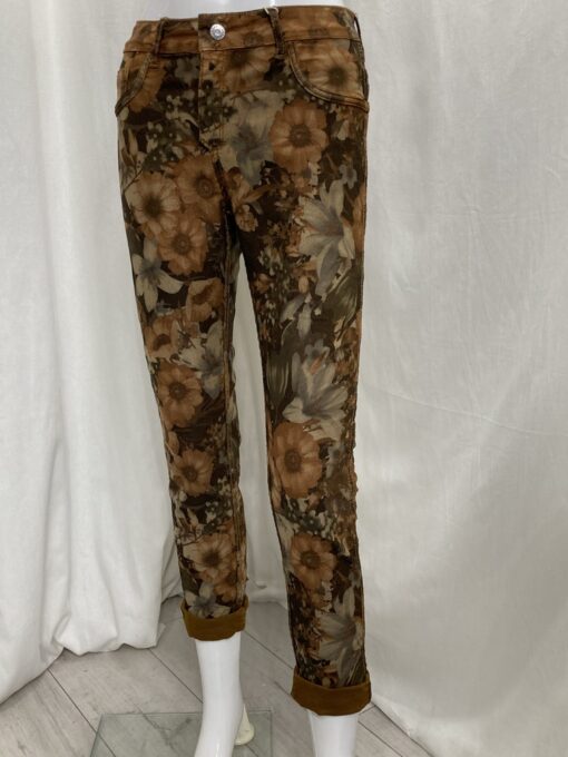 Rev Flower Jean Turnup Tan