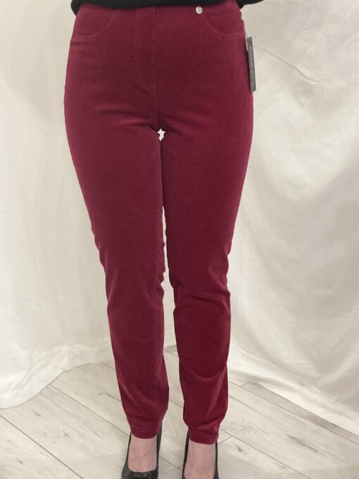 Robell Bella In Needlecord Regular Leg 31" Slim Fit And A Straight Leg In Cherry Red Size 20 (46)