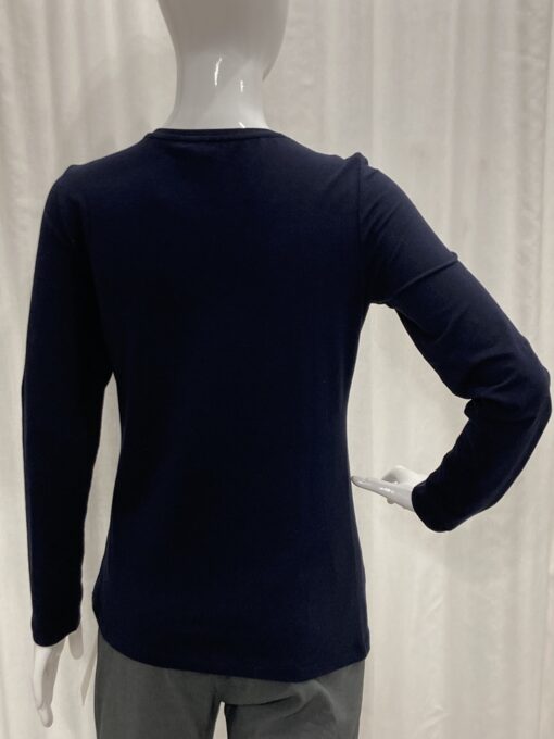 I'cona By Robell Metallic And Diamante Semi Fitted Barcode Inspire Logo Top With Long Sleeves And A Crew Neckline In Navy Size 10 - Image 2