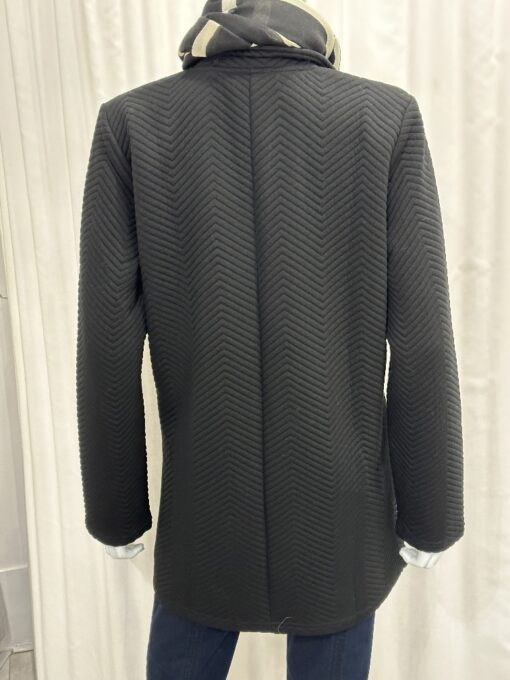 Sunday By Robell Lightweight Chevron Zip Jacket With Mandarin Collar And Zip Pockets In Black In Size Large - Image 3