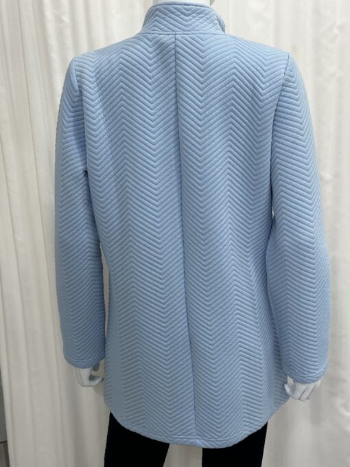 Sunday By Robell Lightweight Chevron Zip Jacket With Mandarin Collar And Zip Pockets In A Pale Blue In Size Small - Image 3