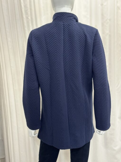 Sunday By Robell Lightweight Chevron Zip Jacket With Mandarin Collar And Zip Pockets In Navy In Size Medium - Image 3