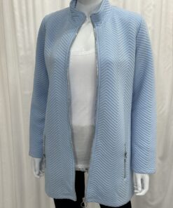 Sunday By Robell Lightweight Chevron Zip Jacket With Mandarin Collar And Zip Pockets In A Pale Blue In Size Small