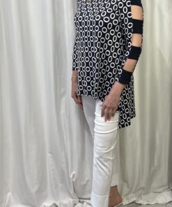 Navy & White Sparkly Long Top