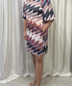 Round Neck Stripe Dress with 3/4 Sleeves by Tia