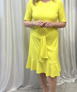 Neon Yellow Tie Front Dress By Tia