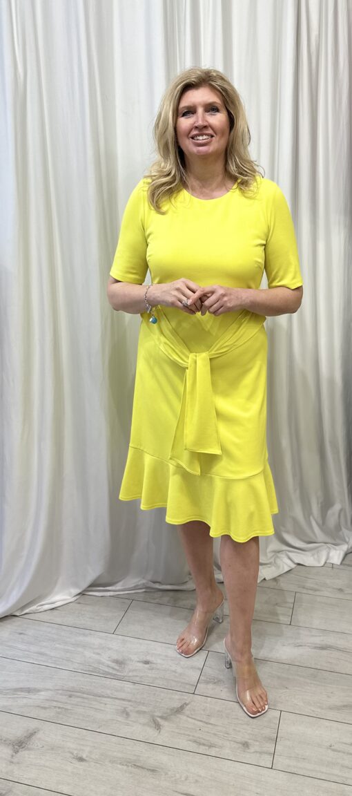 Neon Yellow Tie Front Dress By Tia