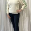 Round Neck Jumper With Flowers on the Sleeves