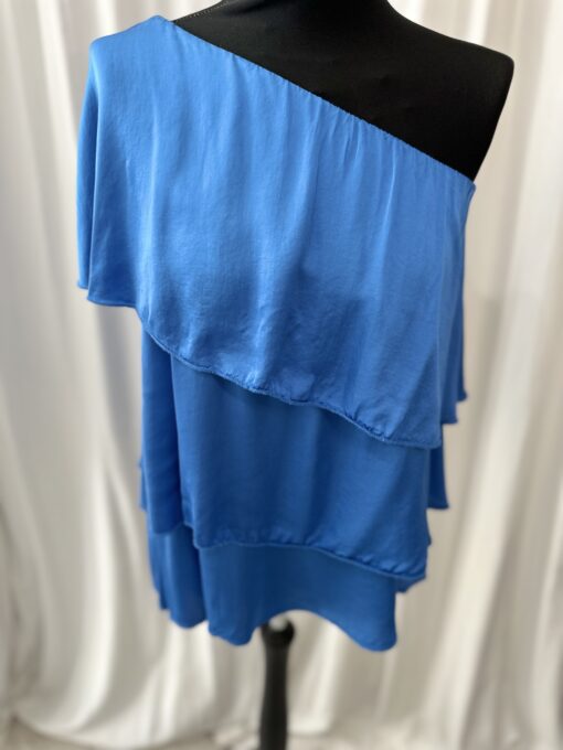 Satin One Shoulder Frill Top