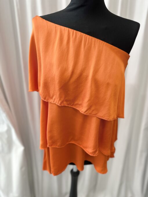 Satin One Shoulder Frill Top