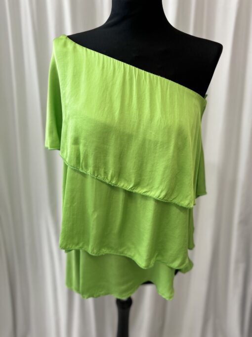 Satin One Shoulder Frill Top