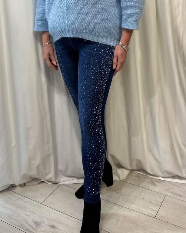 Diamante Legging in a Denim Blue