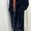 Faux Fur Long Coat in Navy